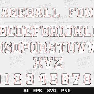 Baseball Font SVG Bundle: Varsity Letters & Numbers (Digital Download)