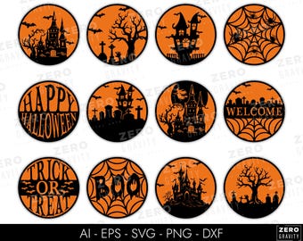 Halloween Glowforge Sign SVG Bundle: Laser Cut Files (Digital Download