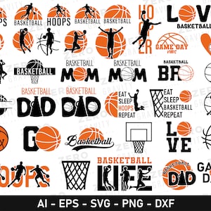 Basketball Svg Bundle, Digital Basketball Player Files for Cricut, Basketball Mom Dad Brother Svg, Game Day Svg, Basketball Png, Hoop Svg
