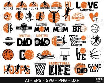 Basketball Svg Bundle, Digital Basketball Player Files for Cricut, Basketball Mom Dad Brother Svg, Game Day Svg, Basketball Png, Hoop Svg