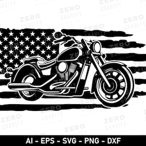 Motorcycle Svg, American Flag & Motorcycle Svg, Motorbike Svg, Motorcycle Clipart, Motorcycle Svg Cut Files for Cricut, Motorcycle Laser Svg