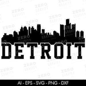 Detroit Skyline Svg, Download Digital Detroit Svg Arquivos para Cricut, Detroit Michigan Silhueta Svg, Estados Unidos Svg, Detroit Png Svg Dxf