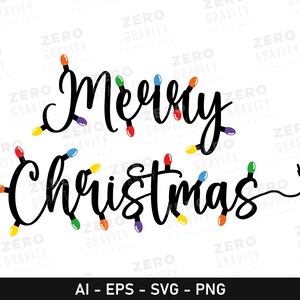 Merry Christmas Svg with Christmas Lights, Merry Christmas Svg, Merry Christmas Shirt Svg, Christmas Svg Clip Art, Christmas Cut Files