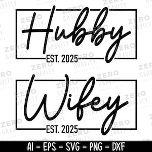 Esposo y esposa 2025 SVG, Camisa de pareja linda SVG, Archivos de corte SVG de matrimonio, Sr. y Sra. Svg, Descarga digital, Archivos SVG de camisetas de pareja