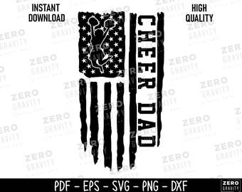 Cheer Dad SVG, American Flag Cheerleader Dad Shirt Design
