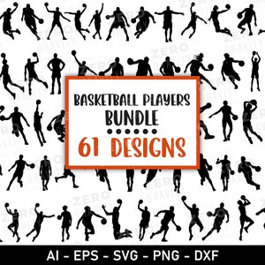 Pacote Svg de Jogador de Basquete, Silhueta de Jogador de Basquete, Arquivos Digitais de Jogador de Basquete para Cricut, Basquete Png, Svg para Camisetas