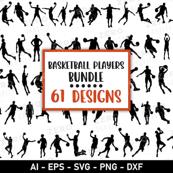 Basketball Player Svg Bundle, Basketball Player Silhouette, Digital Basketball Player Files for Cricut, Basketball Png, Svg for Shirts