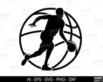 Basketball SVG & PNG, Basketball Player Silhouette Svg, Basketball Cut Files, Basketball Vector, Basketball Clip Art, Cnc Files, Eps, Dxf