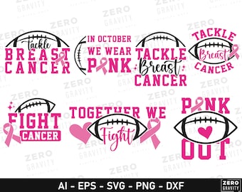 Paquete de SVG de fútbol contra el cáncer de mama, En octubre vestimos de rosa (PNG), Cáncer de mama (SVG), Rosa (SVG), Lucha contra el cáncer de mama, Juntos luchamos (SVG)