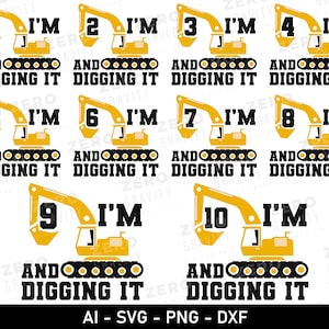 Pacote de SVG de aniversariante, SVG "Estou curtindo", SVG de construção para ele, SVG de aniversário para camisetas, SVG de feliz aniversário, SVG de equipe de construção