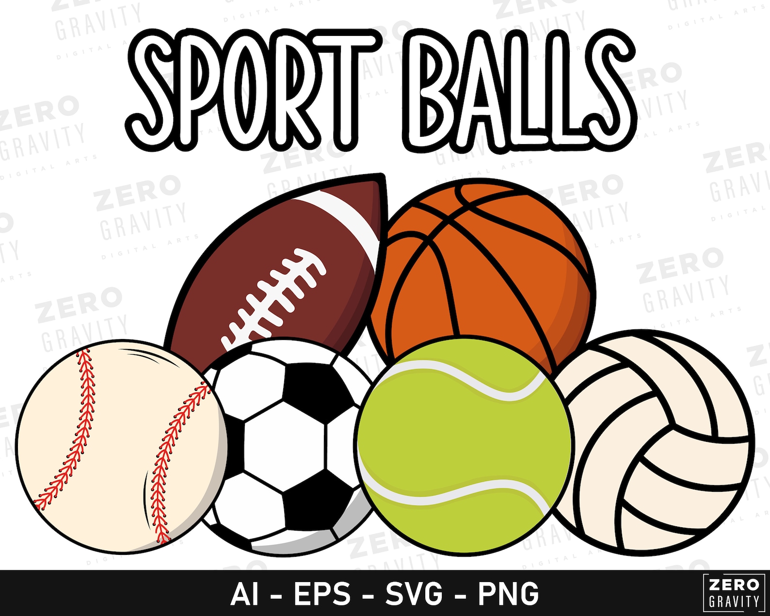 Sport Balls SVG Bundle Digital Download Set of Sport Balls Etsy Canada
