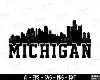Michigan Skyline SVG: Detroit Silhouette, United States (Digital Download)
