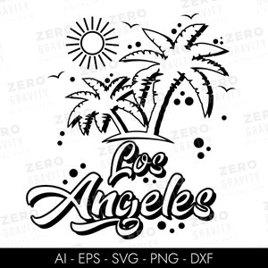 Los Angeles SVG: Palm Trees, Sun, and Text (Digital Download)