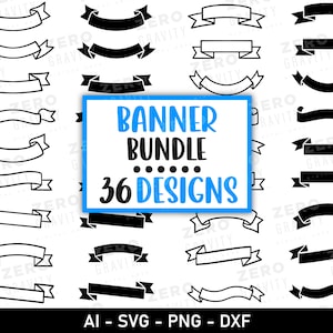 Banner Svg Bundle, Ribbon Banner Svg, Digital Download Banner Template Svg, Banner Outline Clipart, Banner Png, Banner Vector Cut File