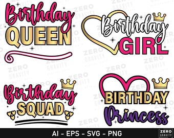 Birthday Svg Bundle, Birthday Queen Svg Cut File for Custom Party, Instant Download Birthday Girl Svg, Birthday Svg Cricut for Cake Topper
