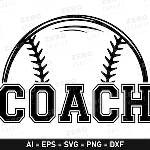 Coach Svg per magliette, tazze, tazze, felpe, download digitale Coach svg, file di taglio Svg per allenatore di baseball, file Svg per allenatore per Cricut, Coach Png