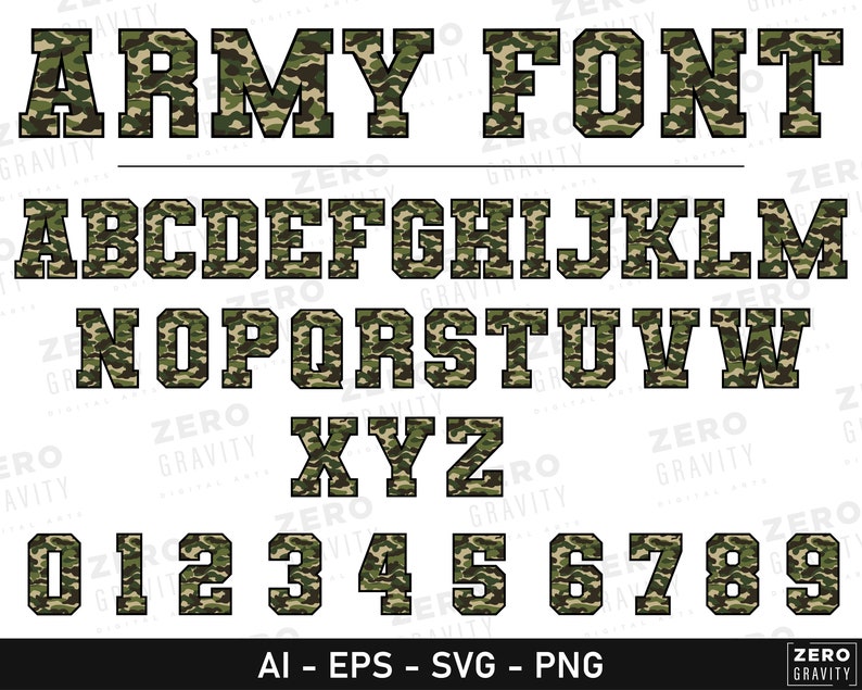 Army Font Svg Bundle Digital Varsity Font Svg Fonts Font - Etsy