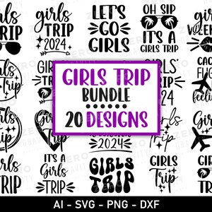 Paquete de Svg de viaje de chicas, 20 diseños de descarga digital de viaje de chicas, Svg para camisetas de viaje de chicas, Svg de fin de semana de chicas, Let's Go Girls Svg, Svg de vacaciones
