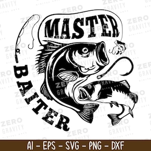 Diseño SVG de Maestro Baiter, Divertido Pescador SVG, Descarga Digital, Camiseta SVG del Día del Padre, Pesca de Lubina SVG, Idea de Regalo Divertida para Pescadores