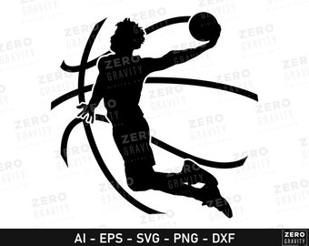 スラムダンク バスケットボール選手、スポーツ SVG、Cricut 用 SVG ファイル (svg、png、eps、ai、dxf) (デジタル ダウンロード)