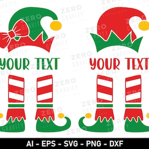 Elf Svg met je eigen tekst, maak je eigen elfenshirt voor kerst, gepersonaliseerde familie Elf Svg, digitale download Elf Png voor kinderen