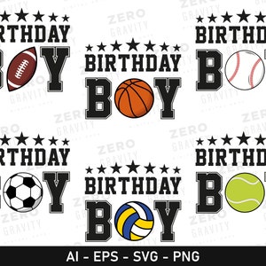 Birthday Boy svg Bundle mit Sportbällen, Birthday Boy Shirt svg, Instant Download Birthday Boy svg, Sport Motto Geburtstagsparty für Ihn