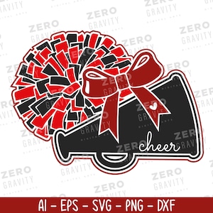Cheerleader Svg for Shirts, Cheer Mom Svg, Digital Download Megaphone & Pom Pom Svg Files for Cricut, Cheerleading Svg, Cheer Shirt Design