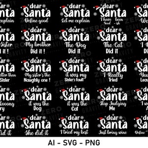 Pacchetto di magliette di Natale "Caro Babbo Natale" in formato SVG, 50 idee per magliette di Natale "Caro Babbo Natale", SVG sarcastico per magliette di Natale "Caro Babbo Natale", SVG di Natale divertente