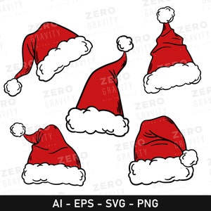 Chapéu de Papai Noel Svg para o Natal, Download Digital Chapéu Clipart, Camisa de Natal Papai Noel Svg, Chapéu de Papai Noel Svg Arquivo de Corte, Chapéu de Papai Noel Png para Artesanato