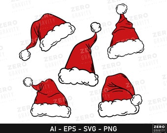 Santa Hat Svg for Christmas, Digital Download Hat Clipart, Santa Clasu Christmas Shirt Svg, Santa Hat Svg Cut File, Santa Hat Png for Crafts