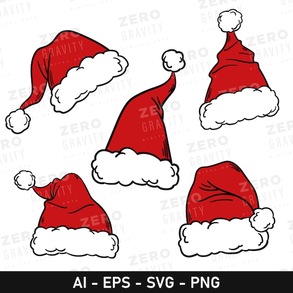 Santa Hat Svg for Christmas, Digital Download Hat Clipart, Santa Clasu Christmas Shirt Svg, Santa Hat Svg Cut File, Santa Hat Png for Crafts