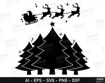 Christmas Tree Svg, Christmas Tree Png, Santa Png, Christmas Tree Silhouette, Christmas Svg Files for Cricut, Christmas Clipart, Cricut Svg