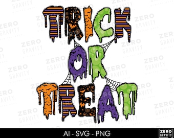 Trick or Treat Halloween Design: SVG, PNG, AI (Digital Download)