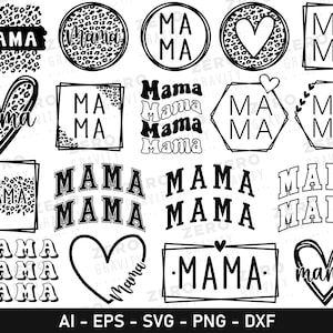 Mama Svg Bundle, Digital Download Mama Png, Mama Svg Cut File, Mama Love Svg, Leopard Print Mama Svg, Mama Heart Svg, Mama Svg in Frames