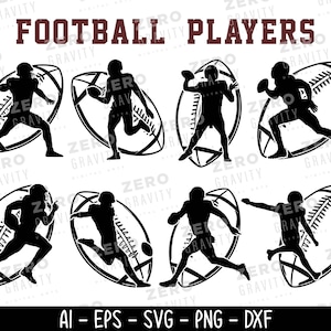 Football Player SVG Bundle, Football Player SVG for Tumblers, Kicking, Running, Passing Player SVG, Printable Sport Svg Files, Svg Designs