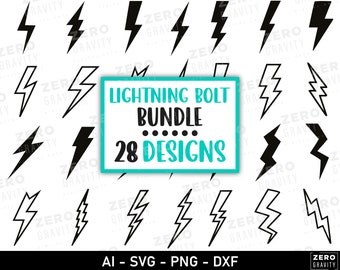 Paquete de relámpagos SVG, trueno SVG, rayo SVG, destello SVG, descarga digital de archivo de corte de relámpago, clipart de trueno SVG