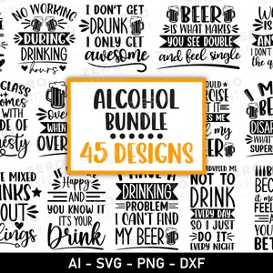 Alcohol Svg-bundel, grappige alcoholcitaten Svg, Drink Coaster Svg, wijn Svg, bier Svg, whisky Svg, gin Svg, wodka Svg, sarcastisch dronken Svg