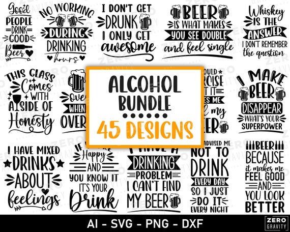 Alcohol Svg Bundle, Funny Alcohol Quotes Svg, Drink Coaster Svg, Wine Svg, Beer Svg, Whiskey Svg, Gin Svg, Vodka Svg, Sarcastic Drunk Svg
