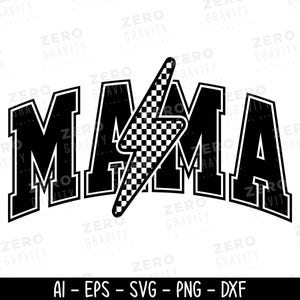 Mama Lightning SVG: Varsity Letters, Mom Life Design (Digital Download)