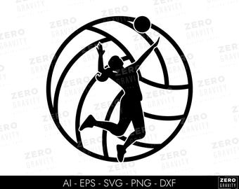 Volleybal SVG PNG, volleybal speler silhouet Svg, volleybal gesneden bestanden, volleybal vector, volleybal illustraties, CNC-bestanden, Eps, Dxf