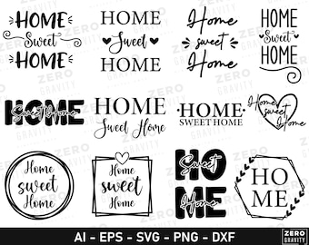 Paquete de SVG de Hogar dulce hogar, archivos digitales de Hogar dulce hogar para Cricut, Clipart de Hogar dulce hogar, Paquete de SVG de Hogar, Archivos SVG para Cricut