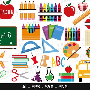 Back to School Svg Bundle, School Supplies Svg, Digital Download First Day of School Svg, 100 Days of School Svg, Back to School Shirt Svg