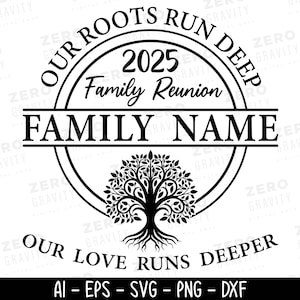 Benutzerdefinierte 2025 Familientreffen BaumSvg, Familientreffen svg, Familientreffen Shirt svg, Unsere Wurzeln laufen tief