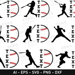 Custom Baseball SVG with Baseball Players and Half Baseball, Baseball Name SVG, Printable Baseball PNG, Digital Baseball Svg for Shirts Caps