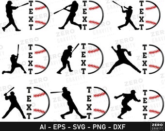 Custom Baseball SVG with Baseball Players and Half Baseball, Baseball Name SVG, Printable Baseball PNG, Digital Baseball Svg for Shirts Caps