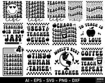 Paquete de Svg de maestro, Svg de cita de maestro, Svg de camiseta de maestro, Svg de regreso a la escuela, Svg de vida de maestro, Agradecimiento al maestro, Svg de Cricut de maestro