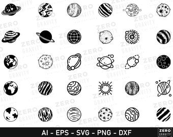 Paquete de archivos SVG del sistema solar, archivos digitales de planetas para Cricut, imágenes prediseñadas de galaxias, SVG de la Tierra, SVG para camisetas, descarga digital de SVG de planetas
