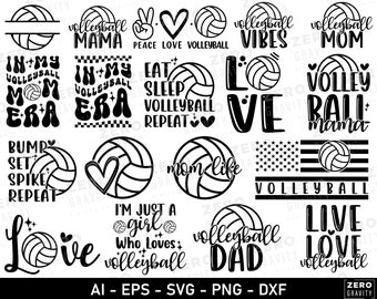 Volleyball Svg Bundle, Volleyball Png Quotes, Digital Volleyball Shirt Files for Cricut, Volleyball Mom Svg, Volleyball Split Monogram