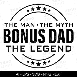 Bonus Dad Svg voor Vaderdag, Bonus Dad Clipart, Bonus Dad Shirt Svg, bonus vader mok idee, meisje vader Svg, bonus vader cadeau, opgevoerd vader Svg