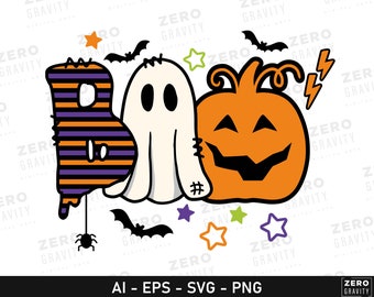 Boo Halloween Svg Sublimation for Kids Shirts, Ghost Svg, Pumpkin Svg, Halloween Kids Shirt Svg, Instant Download Halloween Boo Svg Cut File